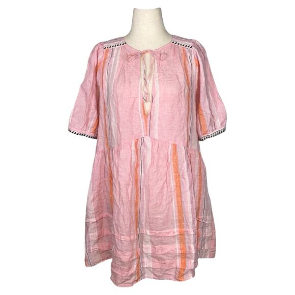 Lemlem by Liya Kebede x H&M Pink Striped 100% Linen Swing Dress    Size: XL - Picture 2 of 6